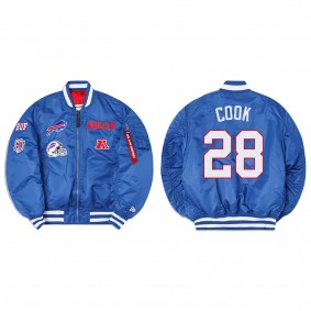 James Cook Alpha Industries X Buffalo Bills MA-1 Bomber Royal Jacket