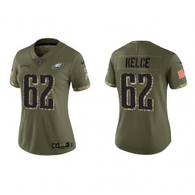 Jason Kelce Women's Philadelphia Eagles Olive 2022 Salute To Service Limited Jersey