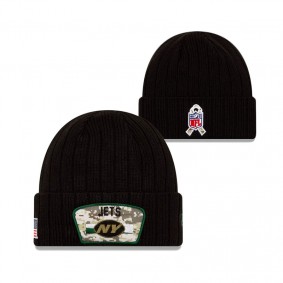 New York Jets Black 2021 Salute To Service Cuffed Knit Hat