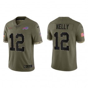 Jim Kelly Buffalo Bills Olive 2022 Salute To Service Limited Jersey