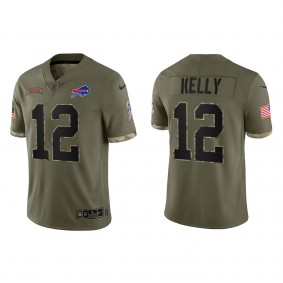 Jim Kelly Buffalo Bills Olive 2022 Salute To Service Limited Jersey