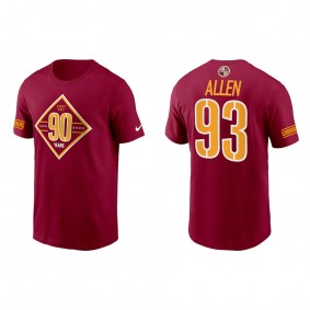 Jonathan Allen Commanders Burgundy 90th Anniversary T-Shirt