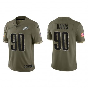 Jordan Davis Philadelphia Eagles Olive 2022 Salute To Service Limited Jersey