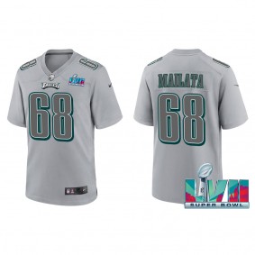 Jordan Mailata Men's Philadelphia Eagles Nike Gray Super Bowl LVII Patch Atmosphere Fashion Game Jersey