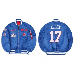 Josh Allen Alpha Industries X Buffalo Bills MA-1 Bomber Royal Jacket