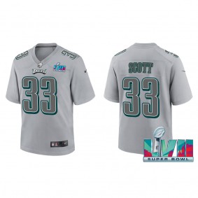 Josiah Scott Youth Philadelphia Eagles Nike Gray Super Bowl LVII Patch Atmosphere Fashion Game Jersey