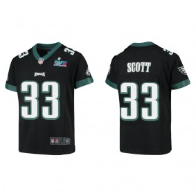 Josiah Scott Youth Philadelphia Eagles Super Bowl LVII Black Game Jersey