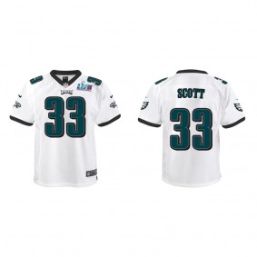 Josiah Scott Youth Philadelphia Eagles Super Bowl LVII White Game Jersey