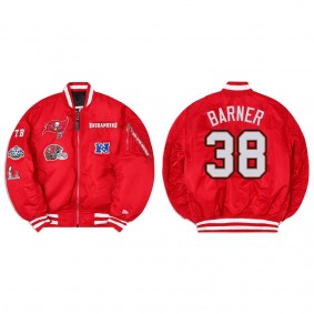 Kenjon Barner Alpha Industries X Tampa Bay Buccaneers MA-1 Bomber Red Jacket