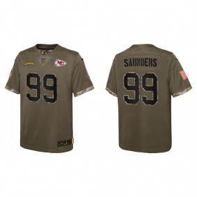 Khalen Saunders Youth Kansas City Chiefs Olive 2022 Salute To Service Limited Jersey