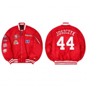 Kyle Juszczyk Alpha Industries X San Francisco 49ers MA-1 Bomber Red Jacket
