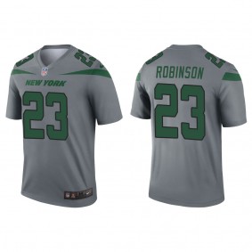 Men's New York Jets James Robinson Gray Inverted Legend Jersey