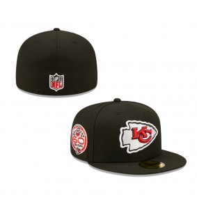 Men's Kansas City Chiefs New Era Black Team 60th Anniversary Patch 59FIFTY Fitted Hat