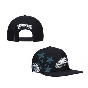 Men's Philadelphia Eagles Pro Standard Black Pink Stars Snapback Hat