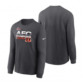 Men's Cincinnati Bengals Nike Anthracite 2021 AFC Champions Locker Room Trophy Collection Long Sleeve T-Shirt