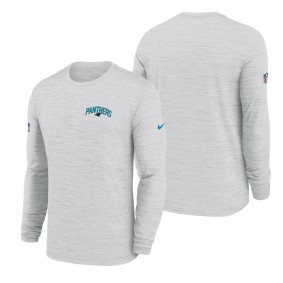 Men's Carolina Panthers Nike White Velocity Athletic Stack Performance Long Sleeve T-Shirt