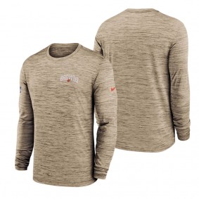 Men's Cleveland Browns Nike Brown Velocity Athletic Stack Performance Long Sleeve T-Shirt