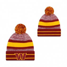 Men's Washington Commanders New Era Burgundy Stripe Pom Knit Hat