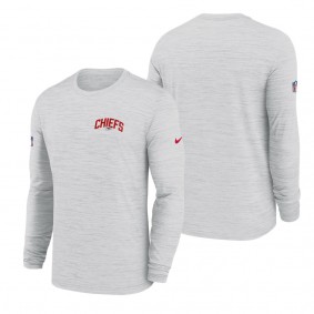 Men's Kansas City Chiefs Nike White Velocity Athletic Stack Performance Long Sleeve T-Shirt