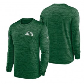 Men's New York Jets Nike Green Velocity Athletic Stack Performance Long Sleeve T-Shirt