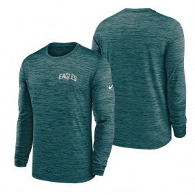 Men's Philadelphia Eagles Nike Midnight Green Velocity Athletic Stack Performance Long Sleeve T-Shirt