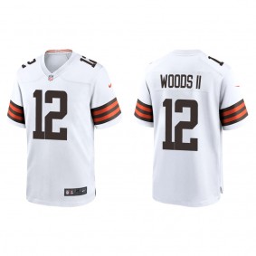 Men's Cleveland Browns Michael Woods II White Game Jersey