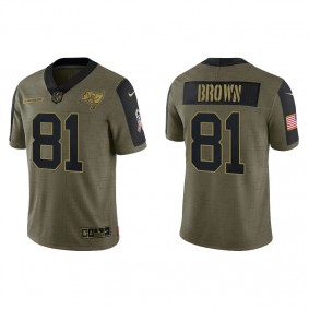 Men's Tampa Bay Buccaneers Antonio Brown Olive 2021 Salute To Service Jersey