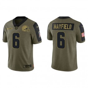 Men's Cleveland Browns Baker Mayfield Olive 2021 Salute To Service Jersey