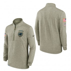 Men's Carolina Panthers Olive 2022 Salute to Service Shield Quarter-Zip Top