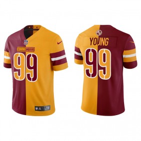 Men's Washington Commanders Chase Young Burgundy Gold Split  Jersey