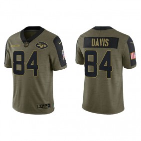 Men's New York Jets Corey Davis Olive 2021 Salute To Service Jersey