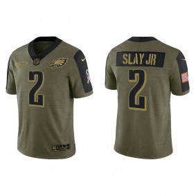 Men's Philadelphia Eagles Darius Slay Jr Olive 2021 Salute To Service Jersey