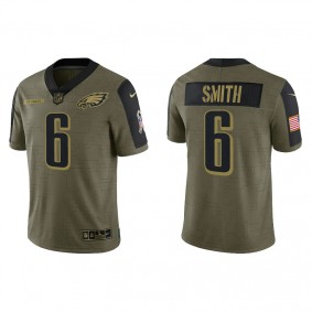 Men's Philadelphia Eagles DeVonta Smith Olive 2021 Salute To Service Jersey