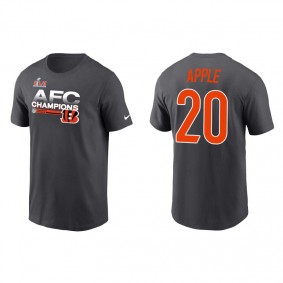 Men's Cincinnati Bengals Eli Apple Anthracite 2021 AFC Champions Locker Room Trophy T-Shirt