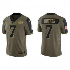 Men's Kansas City Chiefs Harrison Butker Olive 2021 Salute To Service Jersey