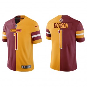 Men's Washington Commanders Jahan Dotson Burgundy Gold 2022 NFL Draft Split Jersey