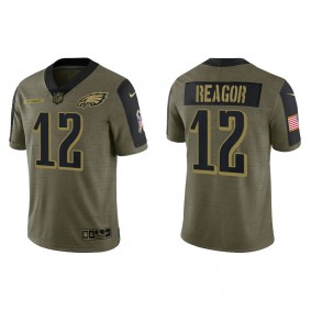 Men's Philadelphia Eagles Jalen Reagor Olive 2021 Salute To Service Jersey