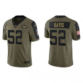 Men's New York Jets Jarrad Davis Olive 2021 Salute To Service Jersey