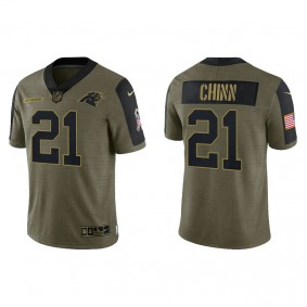 Men's Carolina Panthers Jeremy Chinn Olive 2021 Salute To Service Jersey