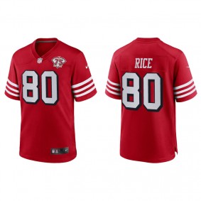 Men's San Francisco 49ers Jerry Rice Scarlet 75th Anniversary Game Jersey