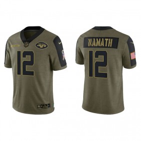 Men's New York Jets Joe Namath Olive 2021 Salute To Service Jersey