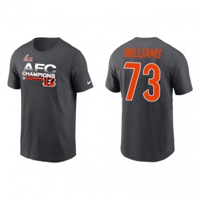 Men's Cincinnati Bengals Jonah Williams Anthracite 2021 AFC Champions Locker Room Trophy T-Shirt