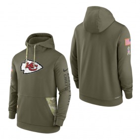 Men's Kansas City Chiefs Olive 2022 Salute to Service Therma Performance Pullover Hoodie