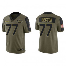 Men's New York Jets Mekhi Becton Olive 2021 Salute To Service Jersey