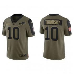 Men's Buffalo Bills Mitchell Trubisky Olive 2021 Salute To Service Jersey