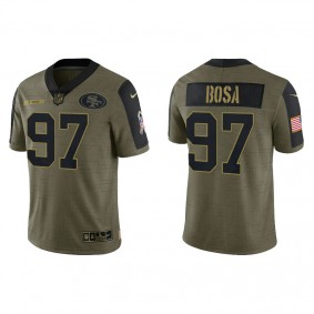 Men's San Francisco 49ers Nick Bosa Olive 2021 Salute To Service Jersey