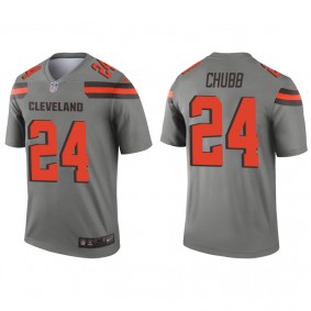 Men's Cleveland Browns Nick Chubb Gray Inverted Legend Jersey