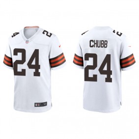 Men's Cleveland Browns Nick Chubb White Game Jersey