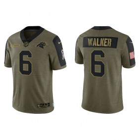 Men's Carolina Panthers P.J. Walker Olive 2021 Salute To Service Jersey