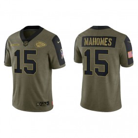 Men's Kansas City Chiefs Patrick Mahomes Olive 2021 Salute To Service Jersey